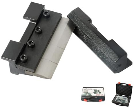 BOKA Abkantbacken für Schraubstock für Werkstatt, Backenlänge 100 mm, Metallbau & DIY | mit Magnethalterung, segmentiert, Edelstahl 1,5 mm Stahl 2,0 mm, mit Tragebox, BDS-4