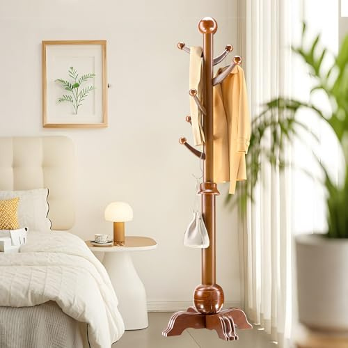 Qcesorib Attaccapanni da Terra con Ganci, Attaccapanni Autoportante con Gambe, Appendiabiti da Ingresso con Angolo Inferiore Regolabile, Palo Principale da 6 cm, per Soggiorno Corridoio