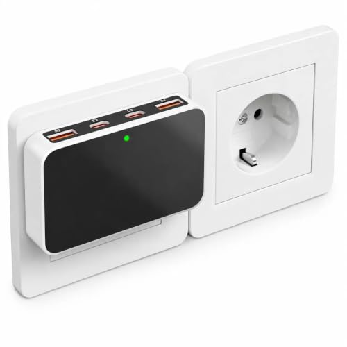 VPSUN USB C Ladegerät,Flachstecker PD65W+USB-A 10W(Black, 65W) | USB Mehrfachstecker Ladestation mit 4 Ports,Reise Schnellladegerät USB C für Laptop,MacBook ,iPhone,Samsung,Huawei.