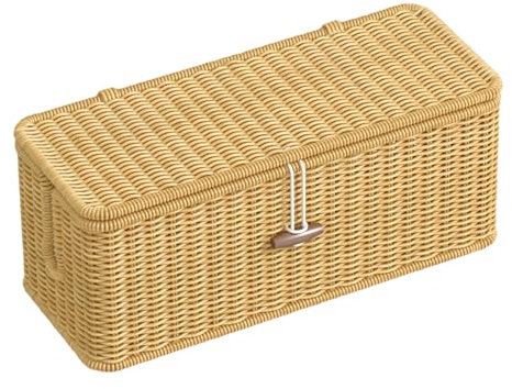 Scatola Organizzatrice Cavi | Contenitore Intrecciato In Vimini Finto Per Gestione Cavi - Contenitore con Chiusura per Ciabatte Decorativo per Soggiorno, Camera da Letto e Studio