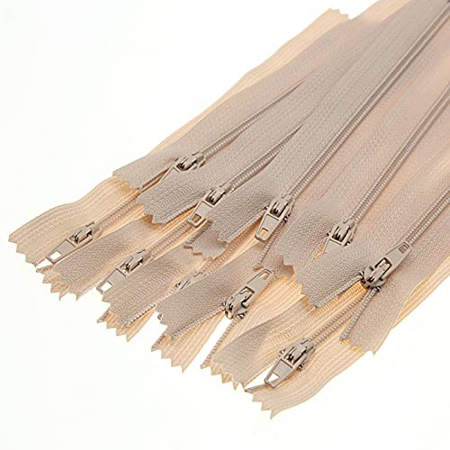 #3 Beige dragkedjor för sömnad - bulk nylonspole dragkedja stängning ändblixtlås - dragkedja reparation ersättning för skräddarsydda sömnad hantverk väskor - 20 tum 20 st
