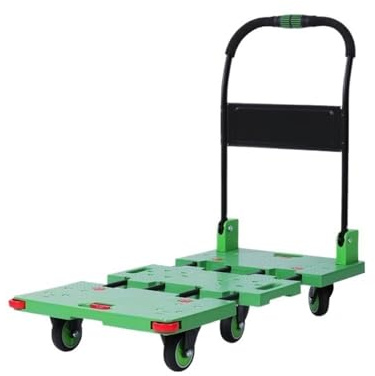 gorilla cart, Flatbed Trolley Silent Transporter Push Truck Folding Trolley Pull Truck Trailer Warehouse,Versatile Garden & Yard Cart for All Seasons(Green,M)