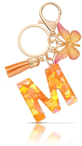 CHUQING Buchstabe Schlüsselanhänger Mädchen mit Schmetterling | Schmetterling Buchstaben Schlüsselanhänger mit Anfangsbuchstabe für Frauen und Damen, glitzerndes Accessoire und Geschenk.