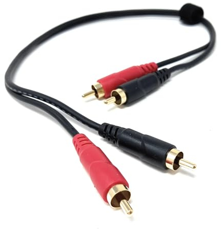 DRUT 2 x RCA Audio Cable, Stereo Male to Male, Gold-Plated Plugs | Gold-plated contacts. No drivers needed, plug & play. Great for turntables, amplifiers, TVs, and home Hi-Fi systems.
