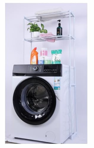 Generico Scaffale Salvaspazio Bianco per Bagno e Lavanderia | Mobile Organizzatore Stabile Dietro Lavatrice | Ripiani Multiuso per Prodotti e Tovaglie