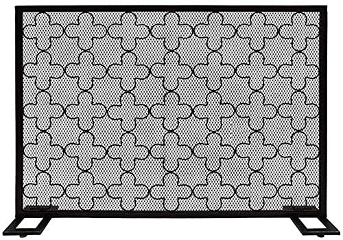 Panel de Fuego de Hierro, Barrera de Llama de Chispa, Pantalla de protección Panel de Chimenea pequeña y pequeña Panel único, protección contra chispas de Fuego Vintage con Malla de Metal, 100x20x76