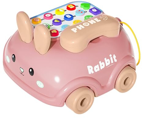 Chatter Phone Toy - Voiture De Simulation De Ligne Fixe De Dessin Animé, Dispositif De Narration De Développement De Bébé, Téléphone À Corde À Tirer Coloré, Divertissement Parlant Créatif | Avec De La