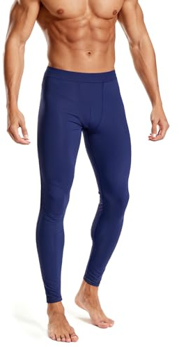 Rane Sports Pantalones de compresión para Hombre, Mallas de Secado rápido, Transpirables, de Alta Elasticidad, cómodos, para Fitness, Running y Entrenamiento. Azul Marino L