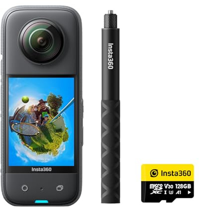 Insta360 X3 Paquete de construcción - Cámara de acción 360 Resistente al Agua, Sensor de 1/2, 5.7K 360, Fotos 72MP, estabilización, Pantalla táctil de 2.29, edición por IA, Live Streaming, Webcam