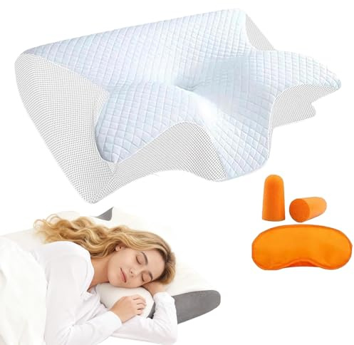 Zoefun Oreiller Apnée du Sommeil, Oreiller Anti Ronflement et Apnée Positionnelle, Coussin Ergonomique Cervical Mémoire de Forme pour Dormeurs de Côté, de Dos et sur Le Ventre (Blanc)