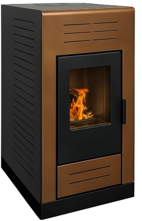 EIDER BIOMASA Estufa de Pellets GIOVE – 10,8 kW – Rendimiento 90% – Tolva 16 kg – Hasta 315 m³ – Programación Semanal – Display Digital – Salida 80 mm – Clase Energética A+