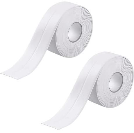 2 rollos de cinta de sellado autoadhesiva, 22 mm x 3,2 m, de PVC, impermeable, para ventanas, sellador de juntas para ducha, para cocina, baño, baño, inodoro, más, color blanco