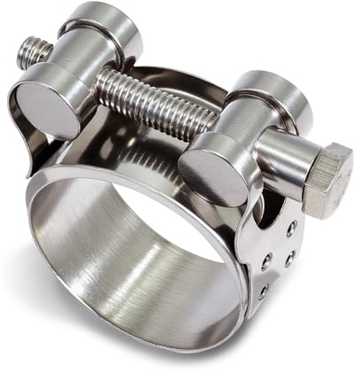 KINETOX 5 Pièces Collier Echappement 23-25mm Raccord Echappement Collier De Serrage Inox Métallique Libération Rapide Adaptation Universelle Manchon Echappement Pour Voitures Moto Navire Industrie