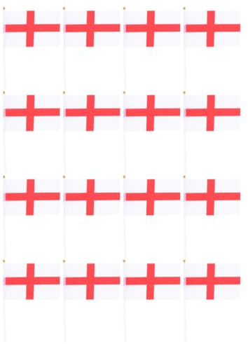 Ciieeo Lot de 20 Drapeaux Anglais Portatifs à Main Hampe Drapeaux Nationaux pour Décoration Extérieure Fêtes de Football Support Patriotique Idéals pour Événements Sportifs