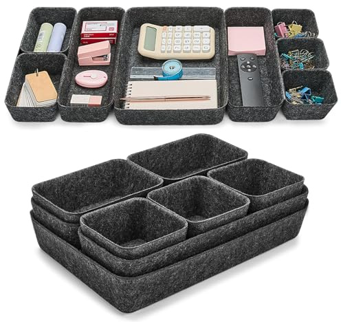 Hexify Schubladen Organizer Filz - Organizer Schublade Flexibel & Stark, Schubladenorganizer mit Filzschale für Kleiderschrank & Schreibtisch & Kommode, Ordnungssystem Schublade für Zuhause & Büro