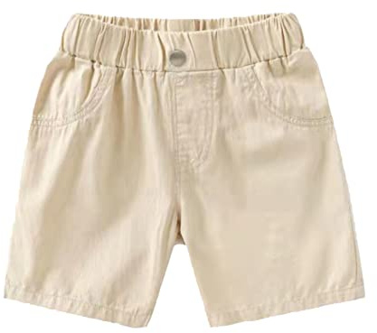 Mjjsk Pantaloncini da ragazzo casual leggeri eleganti pantaloncini da spiaggia per bambini elastico in vita traspirante estate comfort pantaloni corti, Beige, 6-7 Anni