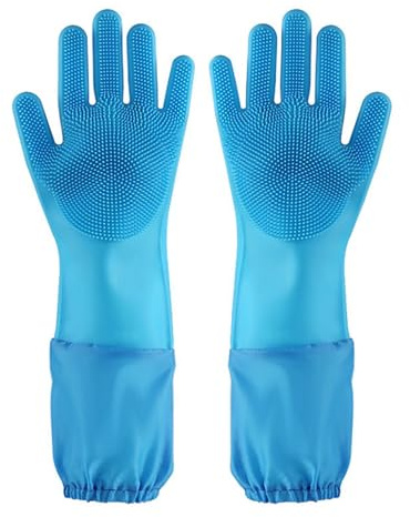 TTETTZ 2 Paar Pet Grooming Handschuhe Tierbürste Fellpflegehandschuhe Deshedding Haarentfernung Eignet Sich für Haustierpflege Hundepflege Katzenpflege, Blau