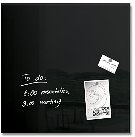 SIGEL GL110 Tableau magnétique en verre premium, surface brillante, 48 x 48 cm, verre de sécurité, montage facile, 3 aimants néodyme inclus, noir - Artverum