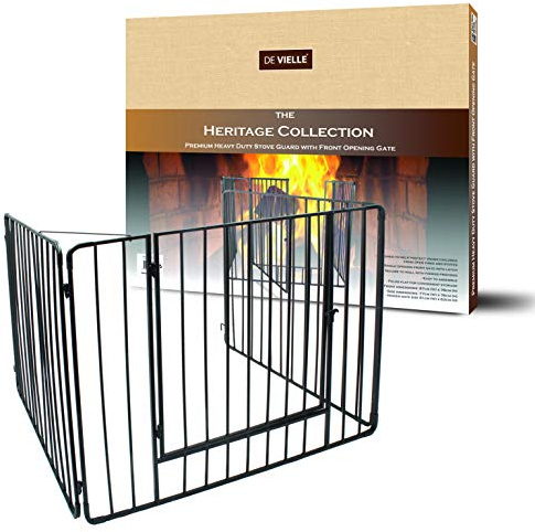 De Vielle DEF760621 Griglia di sicurezza per proteggere i bambini dal fuoco, Metallo, Nero, 91 x 76 x 70 cm