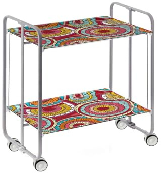 DON HIERRO - Table roulante pliante BAUHAUS, 2 plateaux, châssis gris aluminium.-29