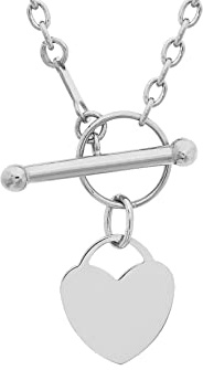 CARISSIMA Women's 9 ct 2 Colour Gold Yellow and White Mini Heart T-Bar Chain