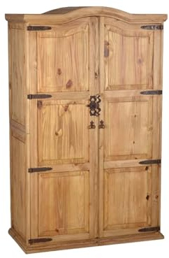 MiaMöbel Schrank Mexico Möbel 117x190x60 cm Landhausstil Massivholz Pinie Honig
