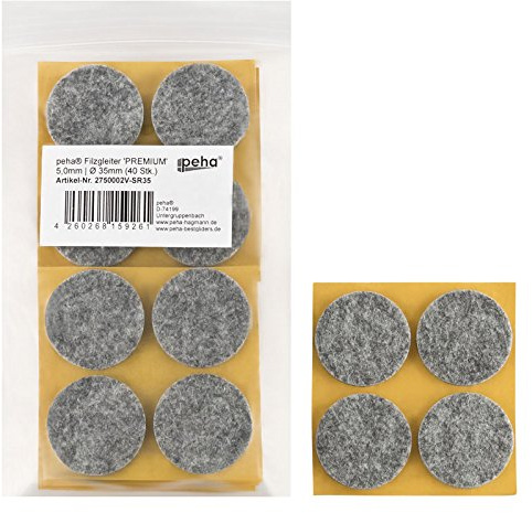 haggiy Filzgleiter selbstklebend - 5mm, Ø35mm (40 STK.) | Möbelgleiter für Stühle, Tische und schwere Möbel Kratzschutz und Bodenschutz Parkettgleiter