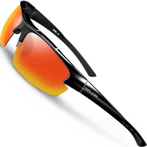 SIPLION Sport Sonnenbrille Herren Polarisiert UV400 Leichter TR90 Rahmen