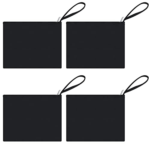 aspire 4er-Pack 100% Baumwoll-Canvas-Reißverschluss-Taschen 11 x 8 Zoll Schwarz Wristlet Make-up-Tasche