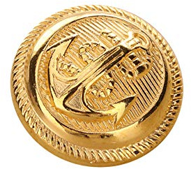 Juego de 12 botones de ancla dorados pulidos con vástago de estilo vintage para abrigo deportivo de 18 mm