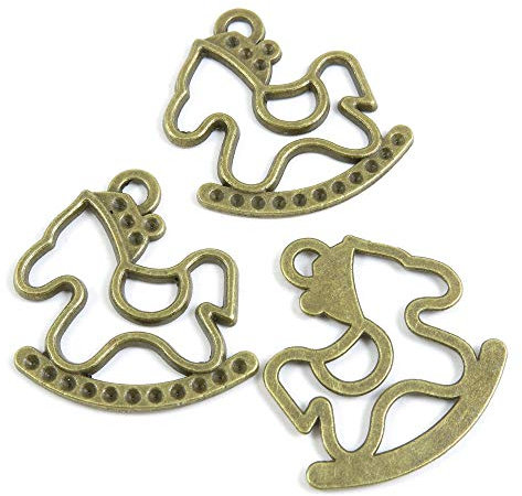 Schmuckanhänger X00466 Schaukelpferd, Antik-Bronze, 170 Stück