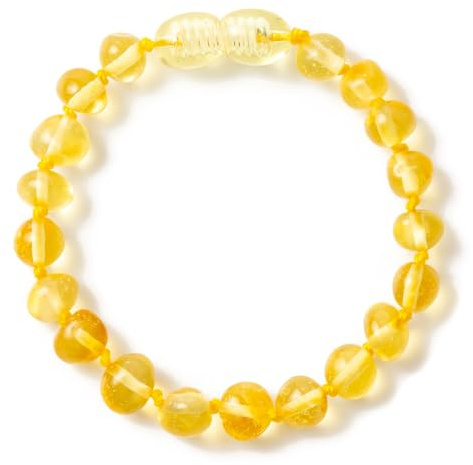 ZHAOXIA Ambre Bracelet/Cheville(Unisex)(Lemon) - 14cm - 100% Plus Haute Qualite Certifie l'Ambre la Baltique Authentique Bracelet