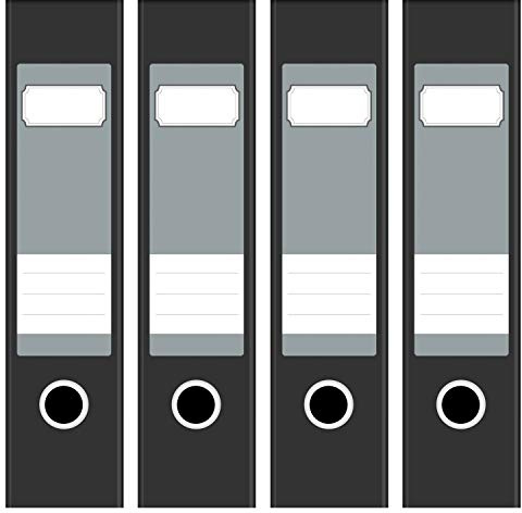Ordneretiketten | 4 Aufkleber für breite Akten-Ordner | Farbe Grau Blau | selbstklebende Design Akten-Etiketten | Deko Sticker für Rückenschilder Ordnerrücken | zum Beschreiben