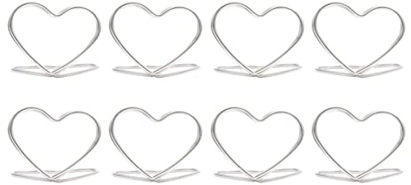 NUOBESTY Herzförmiger Doppel Schicht Metall Memo Foto Clip Tischkartenhalter Silber 3.5X2.8X2.5Cm Für Hochzeit Bankett Tischdekoration 12 Stück