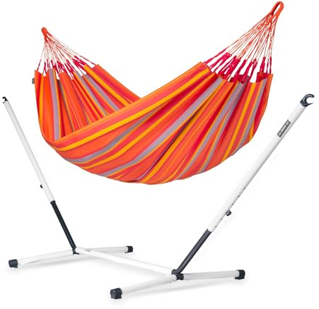 LA SIESTA® - Brisa - Klassische Doppel + Stahl-Gestell Hängematte, handgefertigt in Kolumbien, mit 160 cm Breite für entspannte Momente drinnen und draußen. (Toucan)