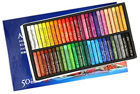 iNelihoo Pastels à l'huile d'art de 50 couleurs Craie Couleur Vives Crayons Pastels Professionnelles de dureté Moyenne assortie pour Peindre les Débutants les Professionnels et les Artistes
