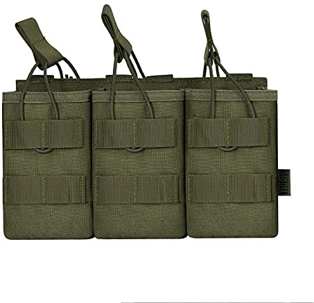 OneTigris MOLLE Magazintasche Dreifach für M4/AK47/G36 - Pistolen Magazinbeutel Kompatibel mit Taktischer Weste/Plattenträger | 1000D Nylon Airsoft mit Entwässerung (24x14x3cm)