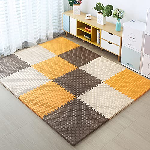 TONGQU Puzzlematte Eva wasserdicht Spielmatte Schaumstoffmatte Kinderteppich Spielteppich für Kinder Kleinkind Krabbeln/Fitness Yoga Sport,Beige+orange+Brown,24