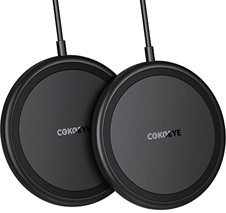 COKOEYE Wireless Charger, 15W Max Fast Wireless Charging Pad 2-Pack Compatible with iPhone 17/17 Air/17 Pro/17 Pro Max/16/15/14/13/12/Samsung S24/S24Ultra/S23Ultra/S22/S21,AirPods Pro2