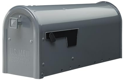 Architectural Mailboxes Edson™ Weather-Resistant Steel Metal Post Mounted Mail Box for Outside, Gunmetal Grey, Medium Curbside Mailbox with Magnetic Latch, USPS Approved for Residential Delivery