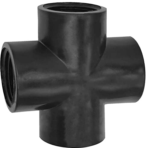 Kreuz Stück aus Kunststoff PP 3/4 Zoll IG x IG x IG x IG DN20 Innengewinde Innendurchmesser 24mm Gewinde Fitting Trinkwasser Rohr Verschraubung 4 Anschlüsse Verteiler Kupplung