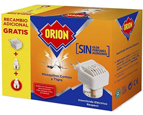 Orion - Insecticida Eléctrico para Mosquitos, Sin Olor, Sin Perfumes y Sin Alérgenos 1 Aparato + 2 Recambios