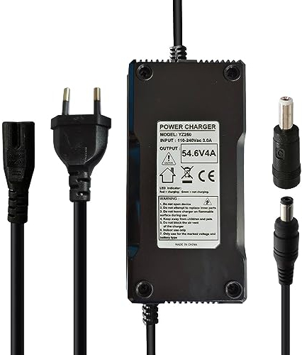 aunstarwei 54.6V 4A Netzteil Adapter Ladegerät für 48V 13S Lithium-Ionen-Akku mit DC 5.5x2.1mm Anschluss 5.5x2.5mm Stecker