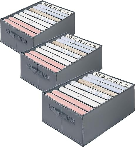 LENAOBEN Schrank Organizer Kleiderschrank& Platzsparende - Kleiderschrank Ordnungssystem für Jeans Hosen Hemden Pullover Leggings Unterwäsche (3 Stück (32 * 25 * 17cm | 9 Fächer))
