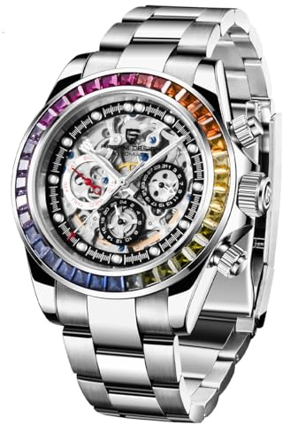 Pagani Design Reloj Automático para Hombre Diseño Hueco Reloj Mecánico Resistente al Agua 40MM Esfera Cristal de Zafiro PD 1653 Regalo para Hombre (1653-G-Color