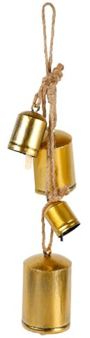 4 Stück Riesige Rustikale Kuhglocken, Handgefertigt Rustikale Vintage-Kuhglocken Glücklich Harmonie-Kuhglocken Weihnachts-Hängeglocken Kuhglocken am Seil für Heim- und Gartendekoration