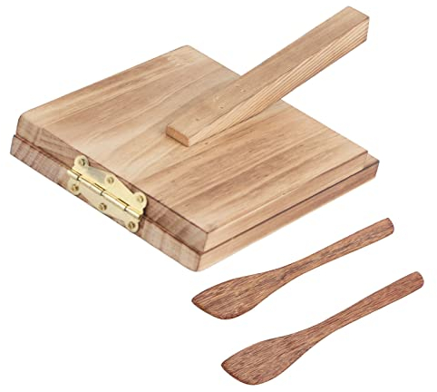 Prensa de Tortilla de Madera, Carpintería, Prensa de Tortilla de Madera Dura, Prensador de Tortilla Mexicana, Herramienta de Prensado de Masa con Mango de Madera