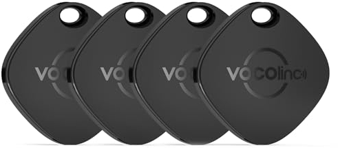 VOCOlinc Air Tracker Schlüsselfinder 4er Pack, Smart Key Finder Kompatibel mit Apple Wo ist? APP (iOS NUR), Bluetooth Item Finder für Koffer, Taschen, Gepäck, IP67 Wasserdicht, Austauschbarer Akku