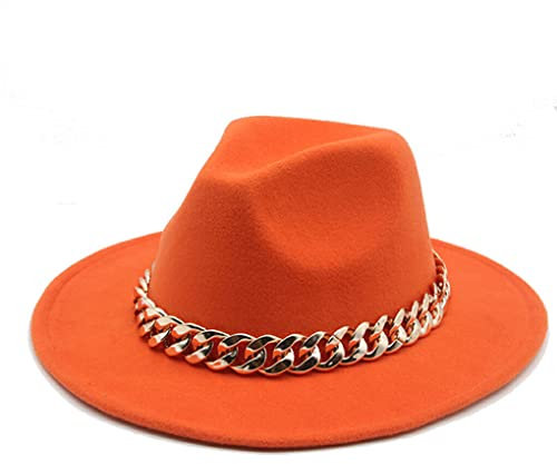 kawehiop Fedora Hüte, Unisex, Webart, Freizeit, Wolle, einfarbig, elegant, Luxushut, Schlapphut, Mann, Hochzeit, Geburtstag, Festival, Orange