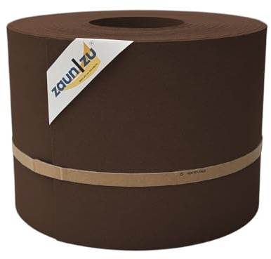zaun|zu® Premium 35 Meter Rolle 19cm hoch | genarbte Oberfläche | Sichtschutzstreifen PP für Doppelstabmatten UV-beständiger Sichtschutz | Zaunblende Made in Germany Braun, 35m